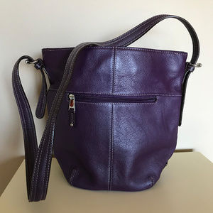 Tignanello purple leather cross-body bucket bag